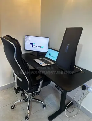 Electric Adjustable Desk and Leather Office Chair