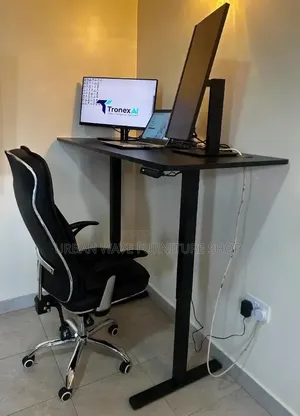 Electric Adjustable Desk and Leather Office Chair