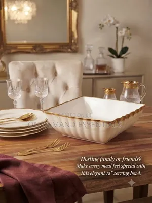 Gold Detail Serving Bowl 12