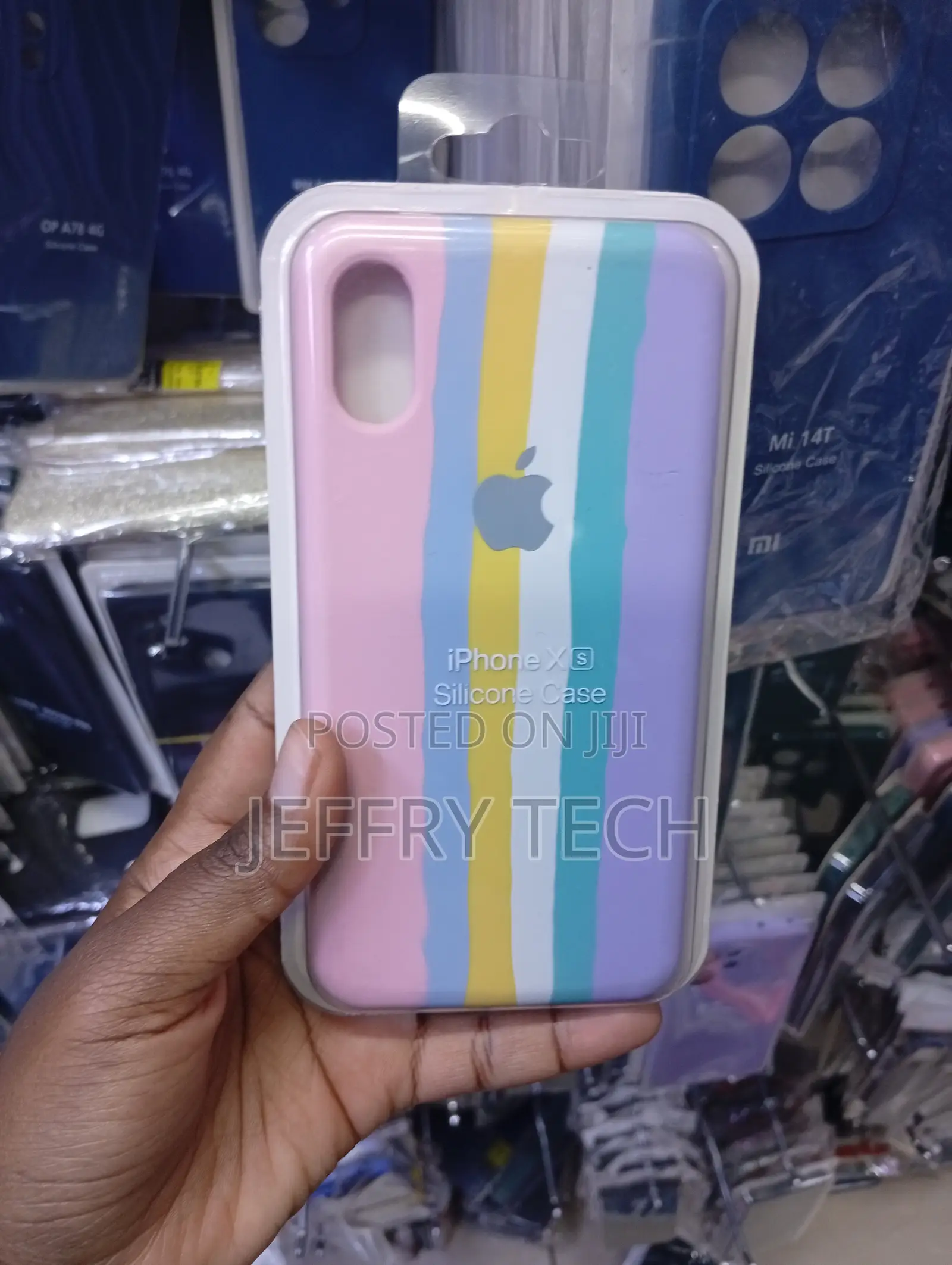 Liquid Silicone Rainbow Striped Phone Case for the Apple iPhone X