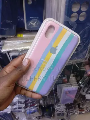 Liquid Silicone Rainbow Striped Phone Case for the Apple iPhone X