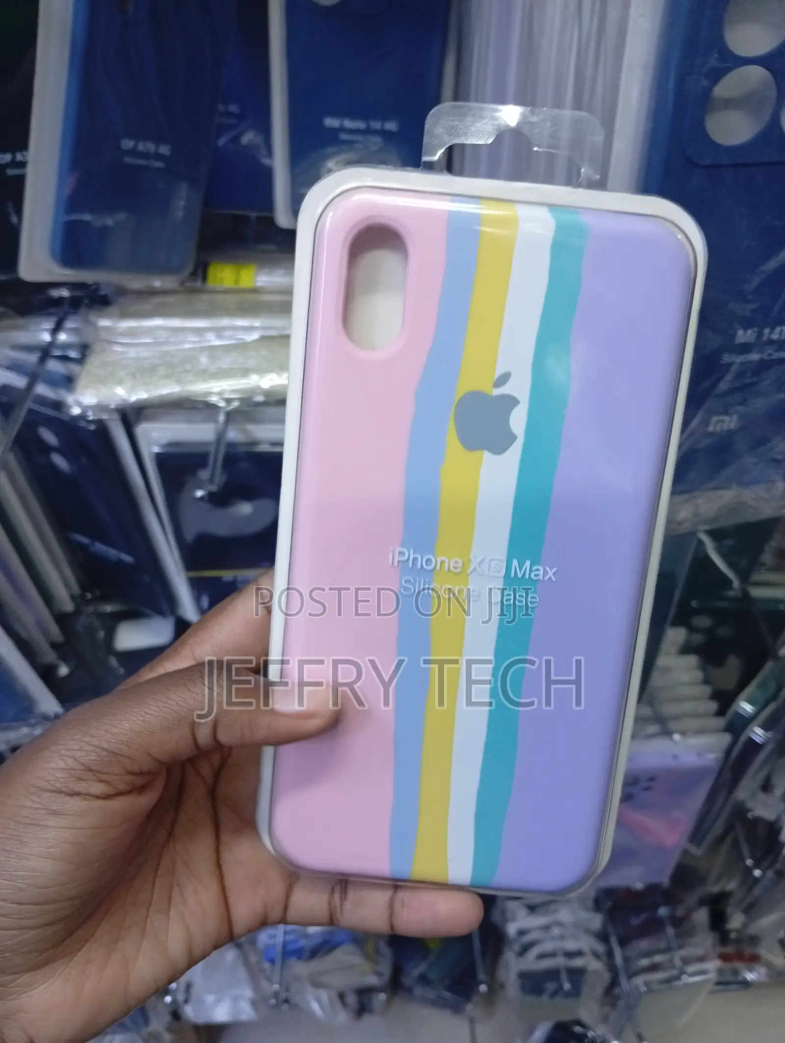 Pastel Rainbow-Striped Liquid Silicone Phone Casefor the iPhone XS Max