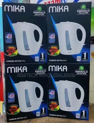 Mika Kettle, Mkt1005w, 1.7l Plastic, Corded, Open Element, Cream White