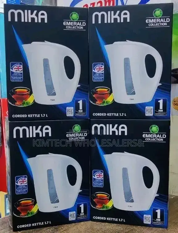 Mika Kettle, Mkt1005w, 1.7l Plastic, Corded, Open Element, Cream White