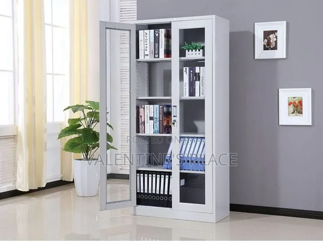 Brand New Modern Glass-Door Office / File Cabinet – Clean White