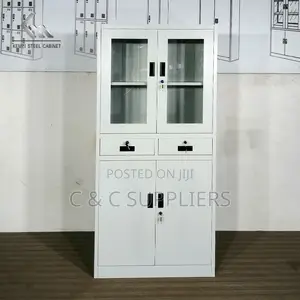 Steel Glass Front File Cabinet With Drawers