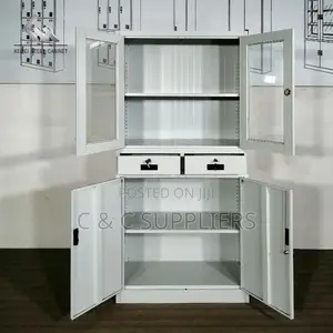 Steel Glass Front File Cabinet With Drawers