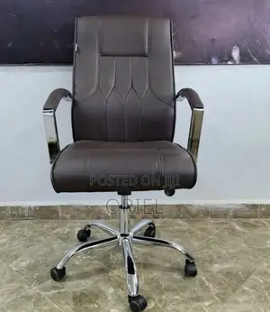Office Chair : Brown Leather Padded Office Ergonomic Chair