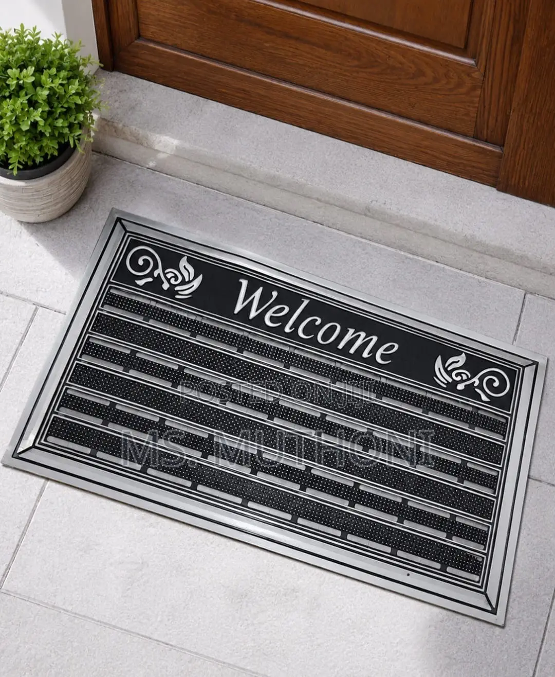 WELCOME Highly Flexible, Anti-Slip Rubber DOORMATS