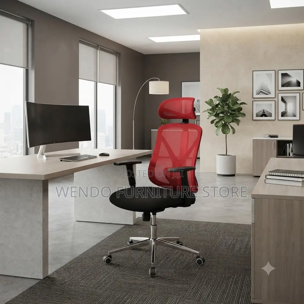 Office Chairs; Ergonomic Red Backrest Fabric Office Chairs