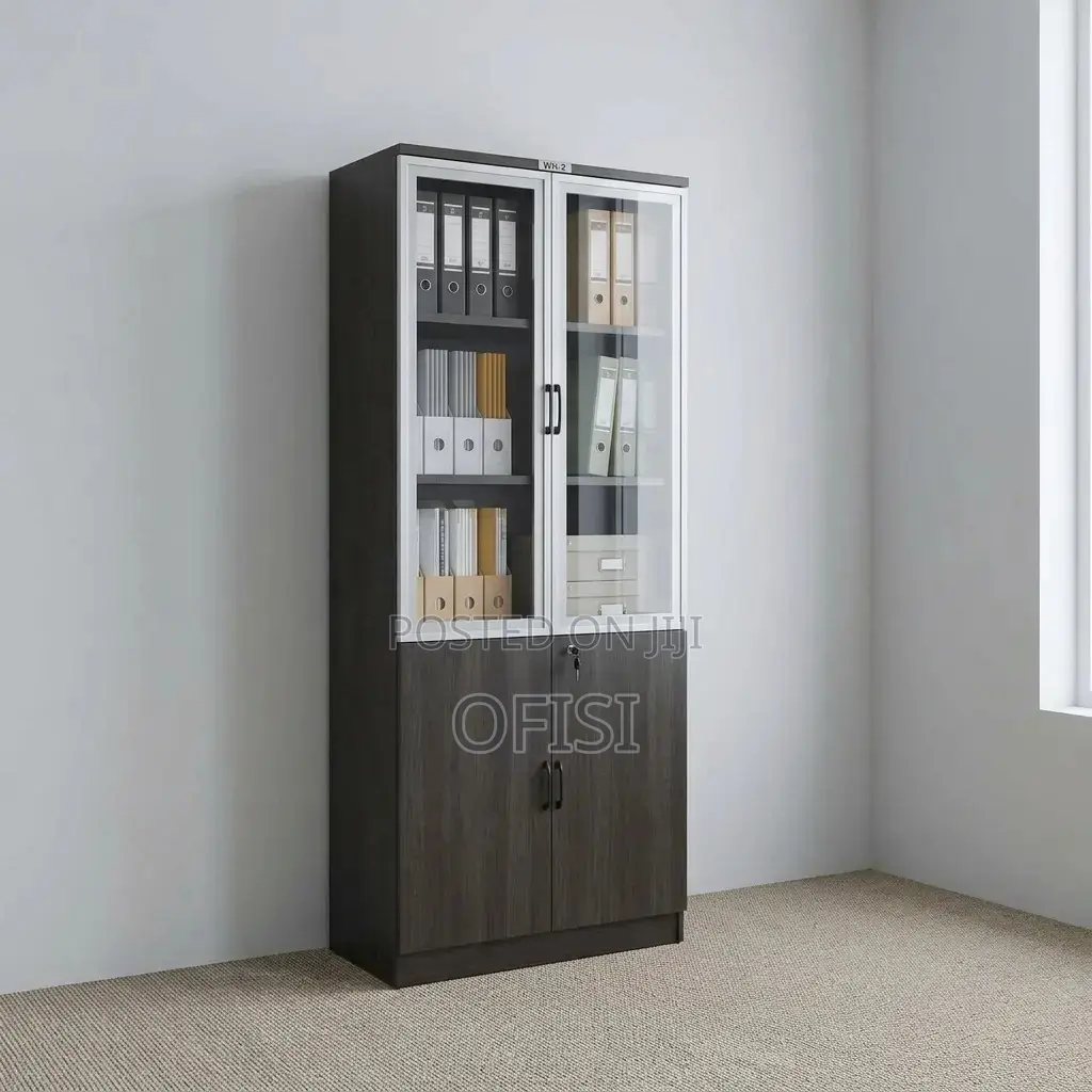 Office Cabinet; Half Glass Wooden Filing Cabinet