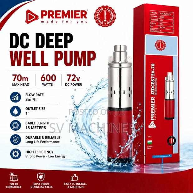 Heavy Duty Dc Deep Well Pump 600w 70M 72v