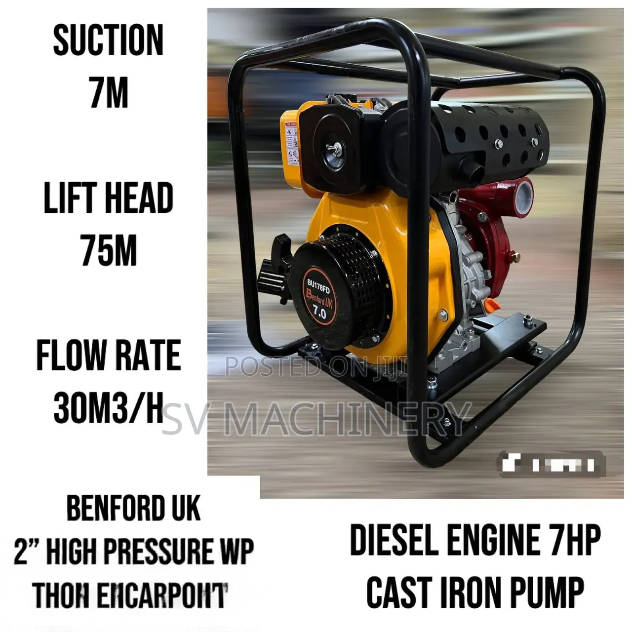 Heavy Duty 2" 7hp High Pressure Diesel Water Pump