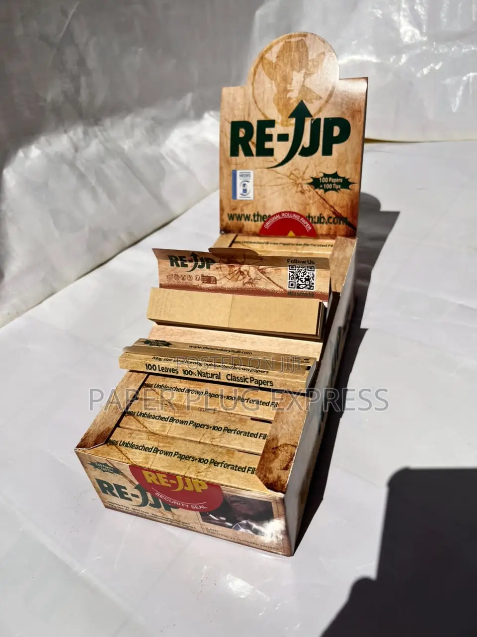 RE-UP King Size Slim Brown Rolling Papers - 100 Leaves + Filter Tips