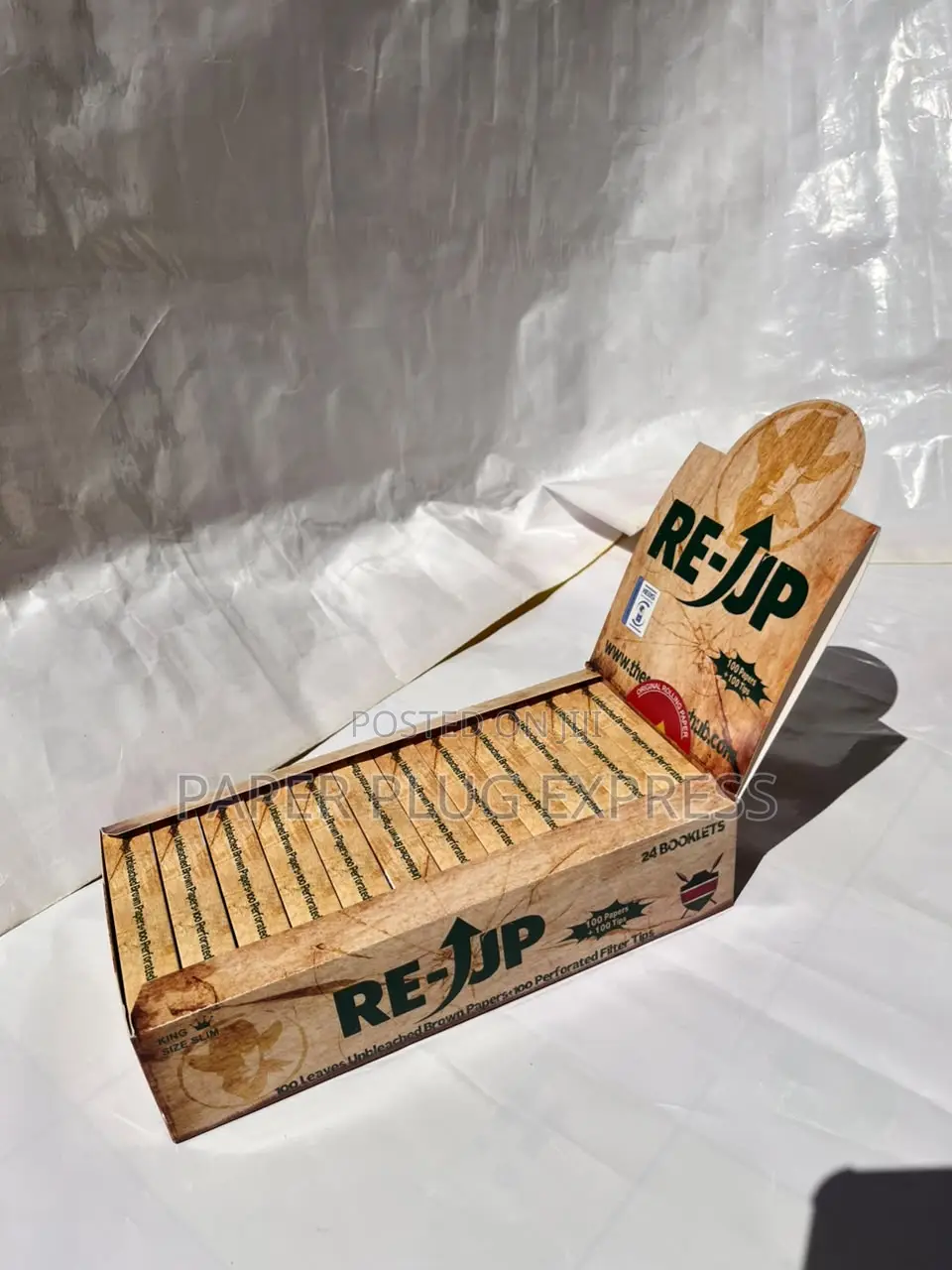 RE-UP King Size Slim Brown Rolling Papers - 100 Leaves + Filter Tips