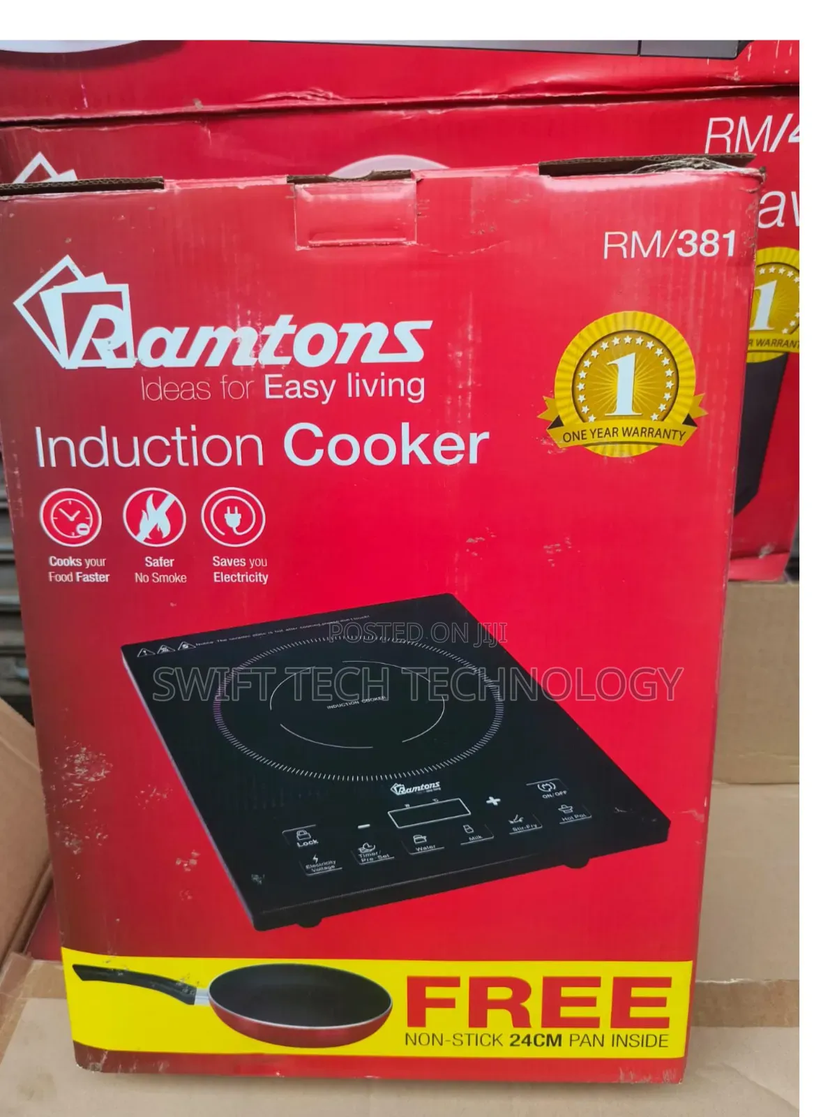 Ramtons RM/381 - Induction Cooker + FryPan - Black (1YR WRTY)