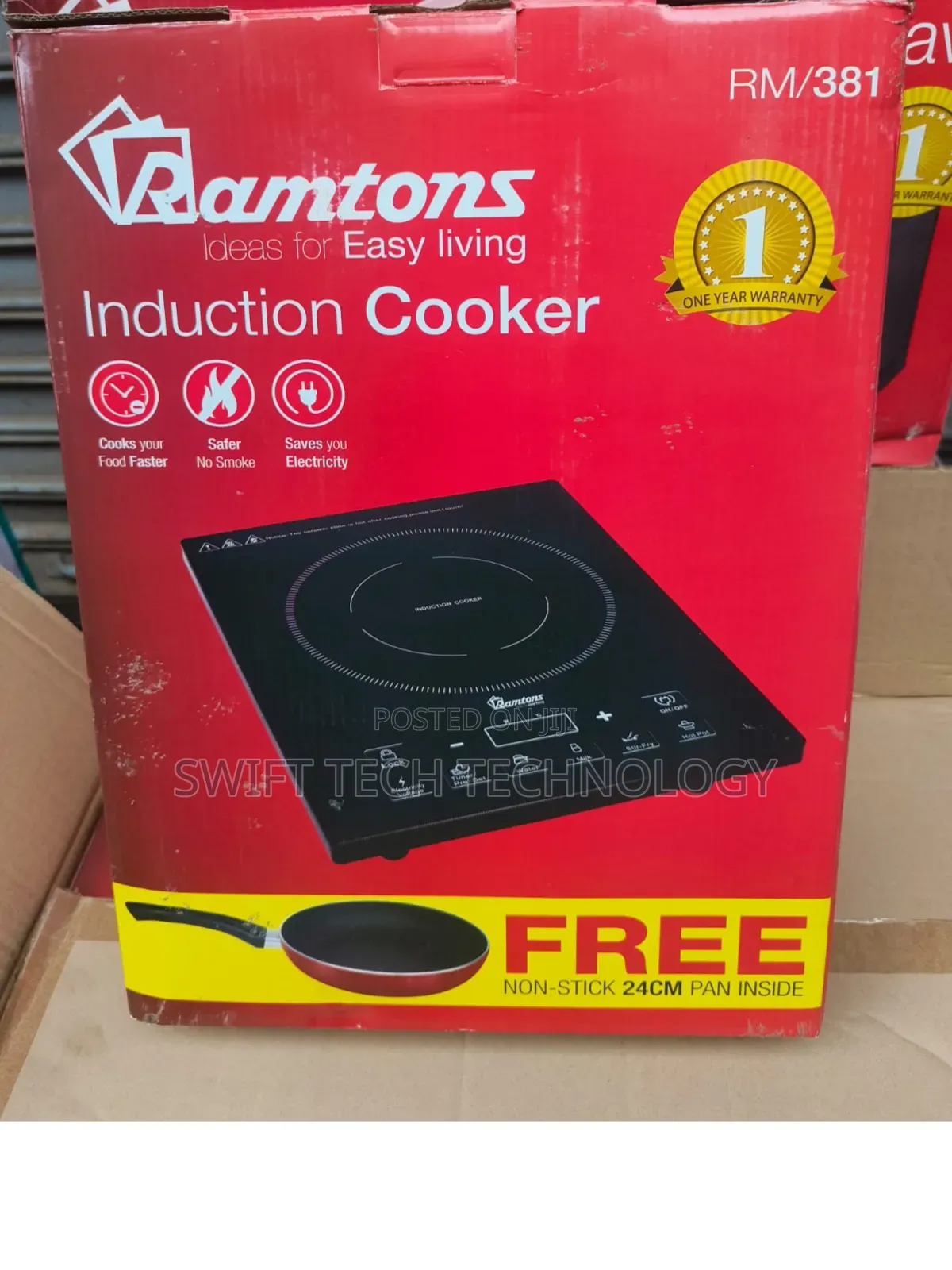 Ramtons RM/381 - Induction Cooker + FryPan - Black (1YR WRTY)