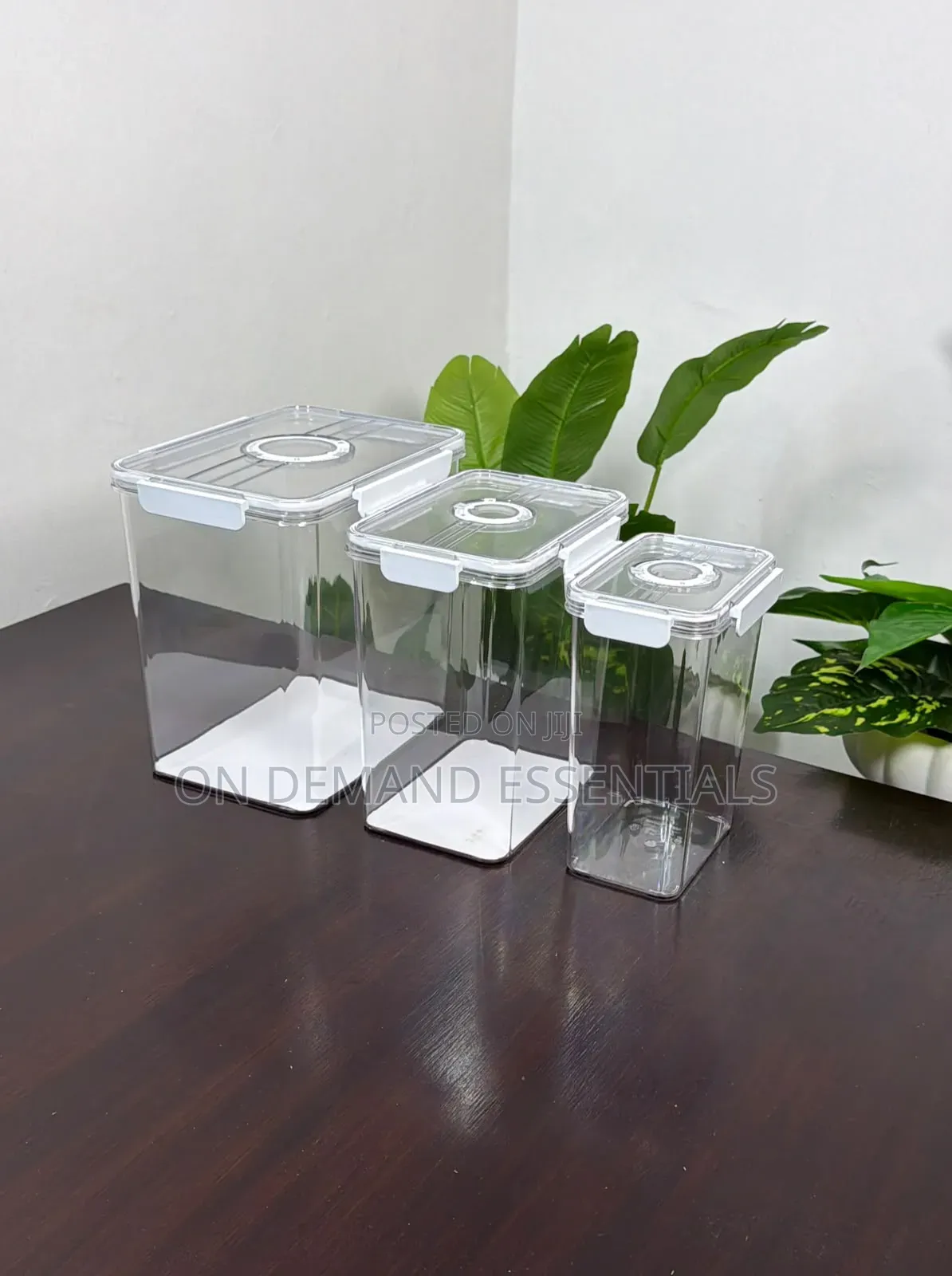 3-PC Acrylic Airtight Storage Set Capacity:6.5ltrs,4ltrs,2ltr