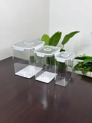 3-PC Acrylic Airtight Storage Set Capacity:6.5ltrs,4ltrs,2ltr