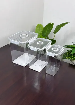 3-PC Acrylic Airtight Storage Set Capacity:6.5ltrs,4ltrs,2ltr