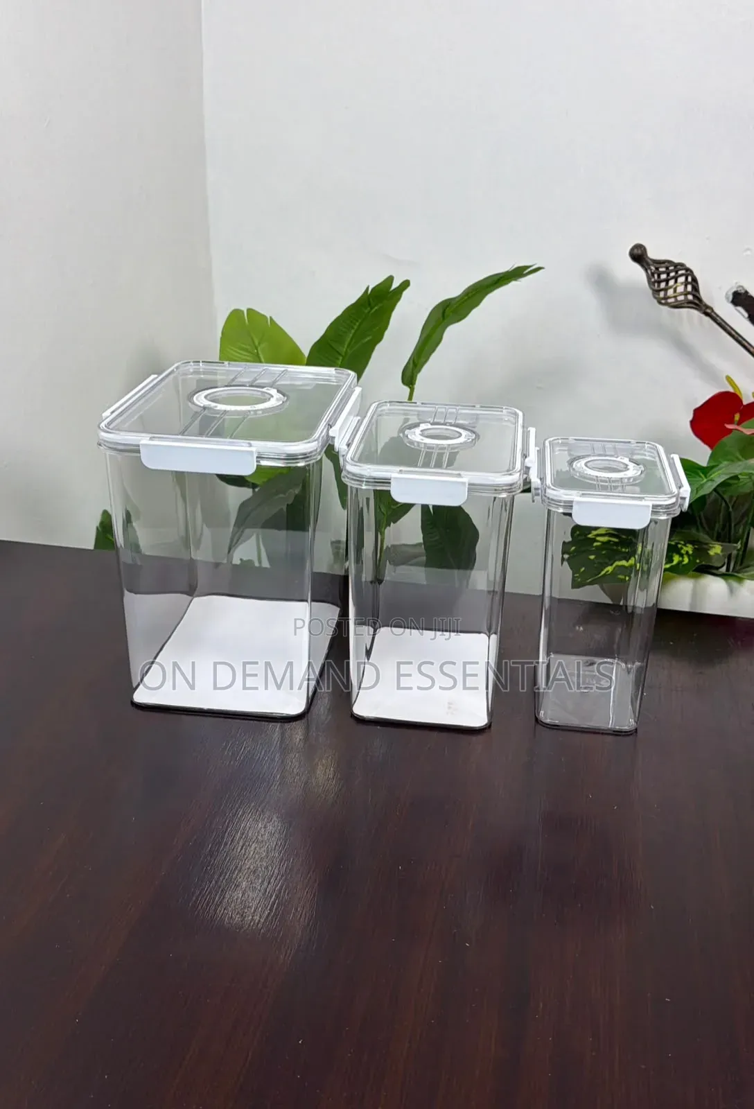 3-PC Acrylic Airtight Storage Set Capacity:6.5ltrs,4ltrs,2ltr
