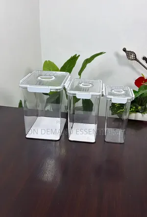 3-PC Acrylic Airtight Storage Set Capacity:6.5ltrs,4ltrs,2ltr