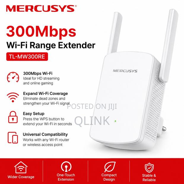 MERCUSYS 300Mbps Wi-Fi Range Extender - TL-MW300RE - main view