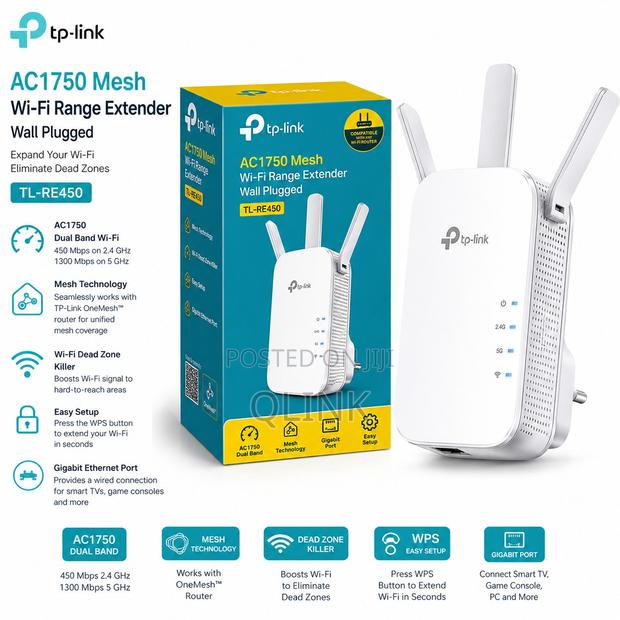 TP-Link AC1750 Mesh Wireless N Range Extender - TL-RE450 - main view
