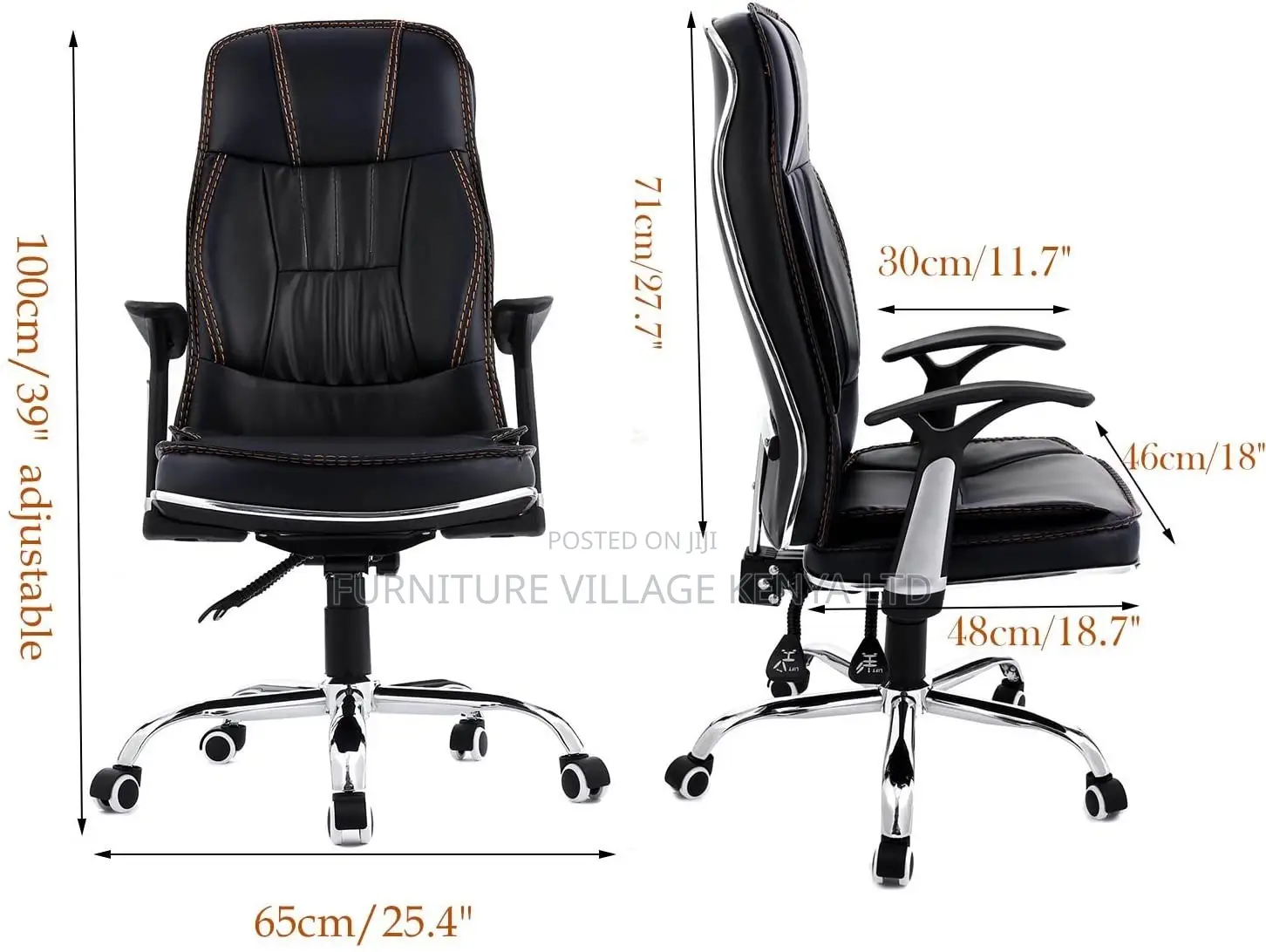 Office Chair; Black Adjustable Generic Office Computer Chair