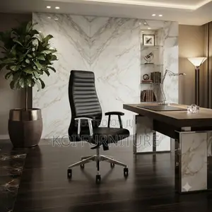 Office Chairs; Heavy Leather Cushioned High Back Office Chairs