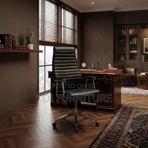 Office Chairs; Heavy Leather Cushioned High Back Office Chairs