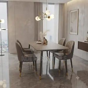 Dining Set; Four Seater Elegant Dining Set With Leather Cushion