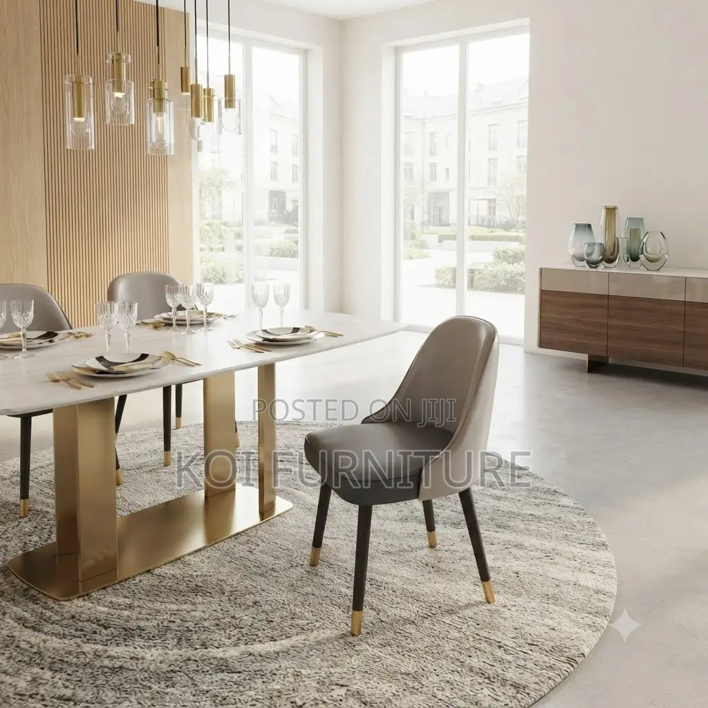 Dining Set; Four Seater Elegant Dining Set With Leather Cushion