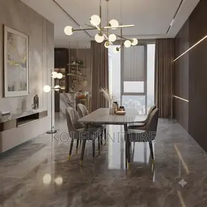 Dining Set; Four Seater Elegant Dining Set With Leather Cushion