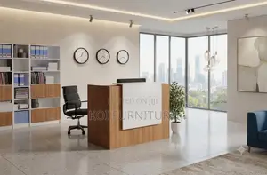Reception Desk; 1.4 Meters Brown Front Office Receptionist Table