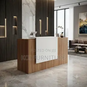 Reception Desk; 1.4 Meters Brown Front Office Receptionist Table