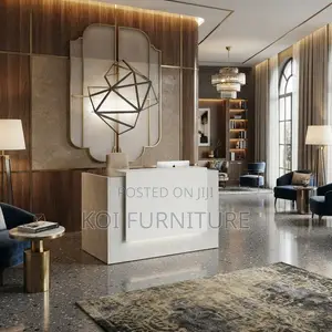 Reception Desk; 1.4 Meters Brown Front Office Receptionist Table