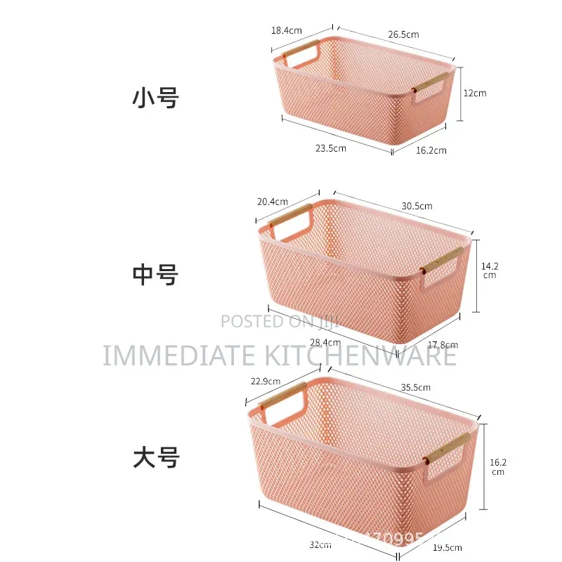 3 Piece Extra Large Plastic Mesh Storage Baskets