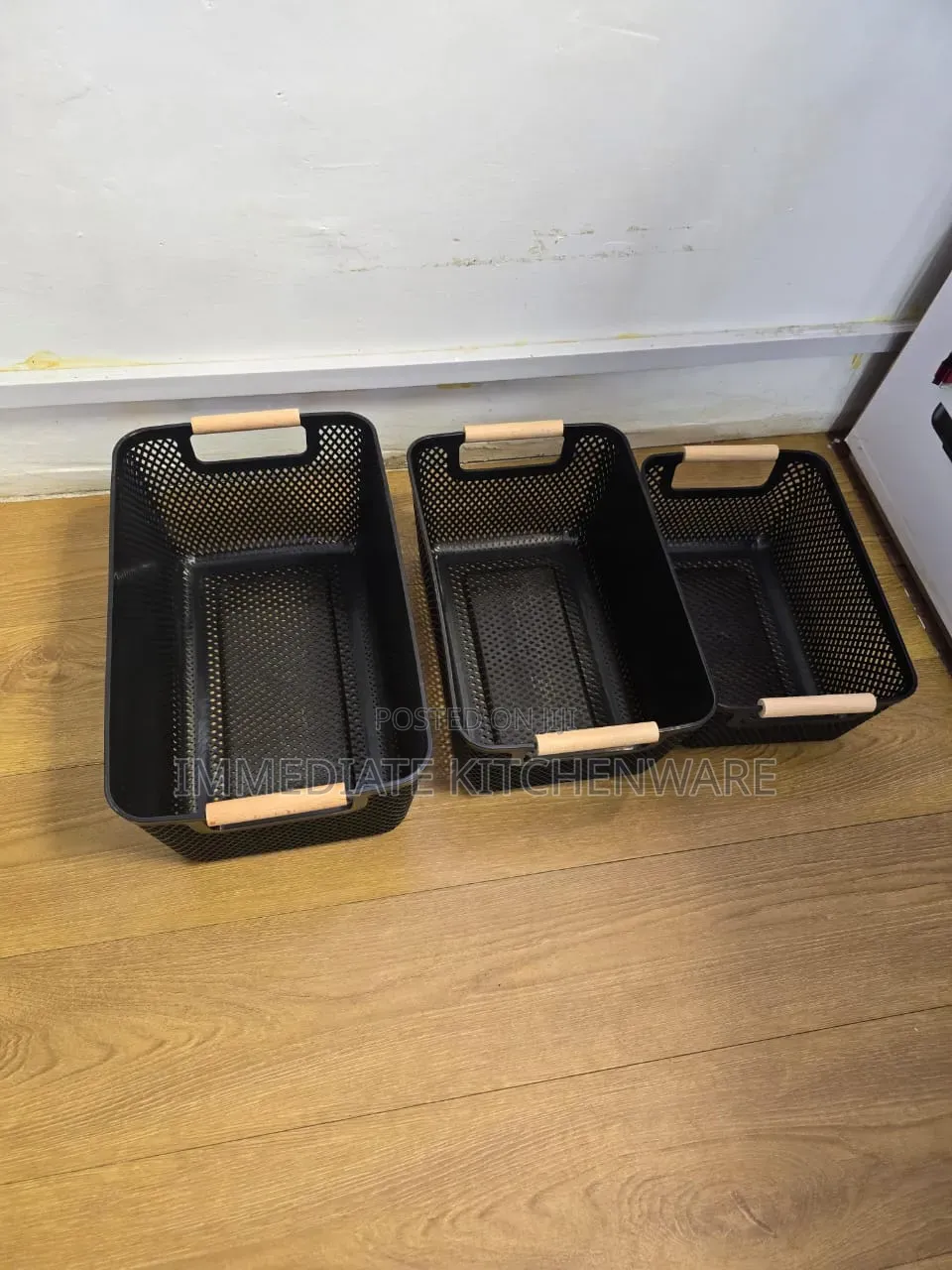 3 Piece Extra Large Plastic Mesh Storage Baskets