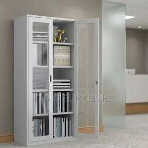 Metallic Glass Front Filling Cabinet