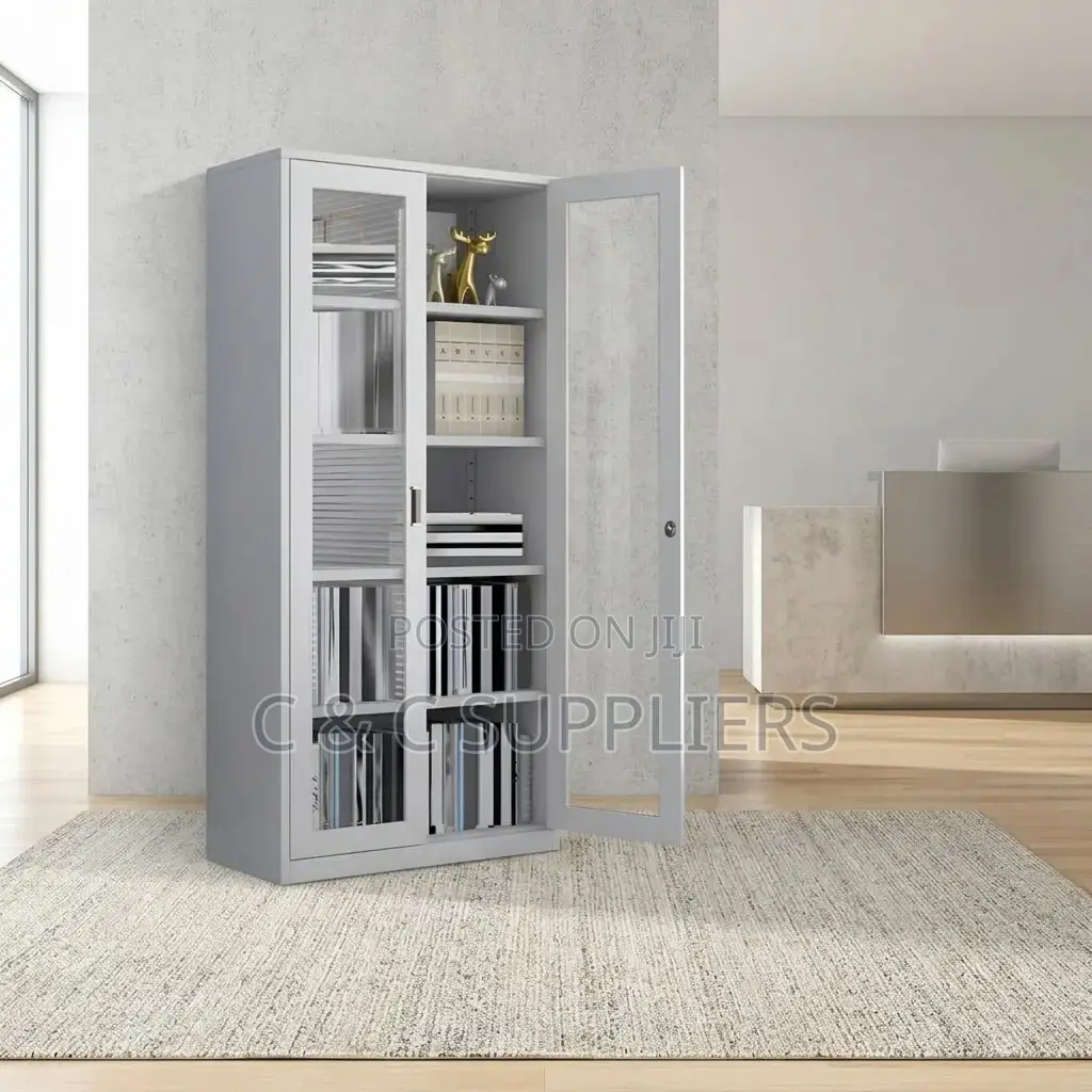 Metallic Glass Front Filling Cabinet