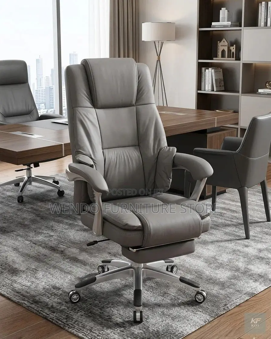 Office Chairs; Faux Leather Office Chair-Footrest