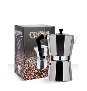 *Silver Moka Coffeepot Has a Sleek Silver Finish