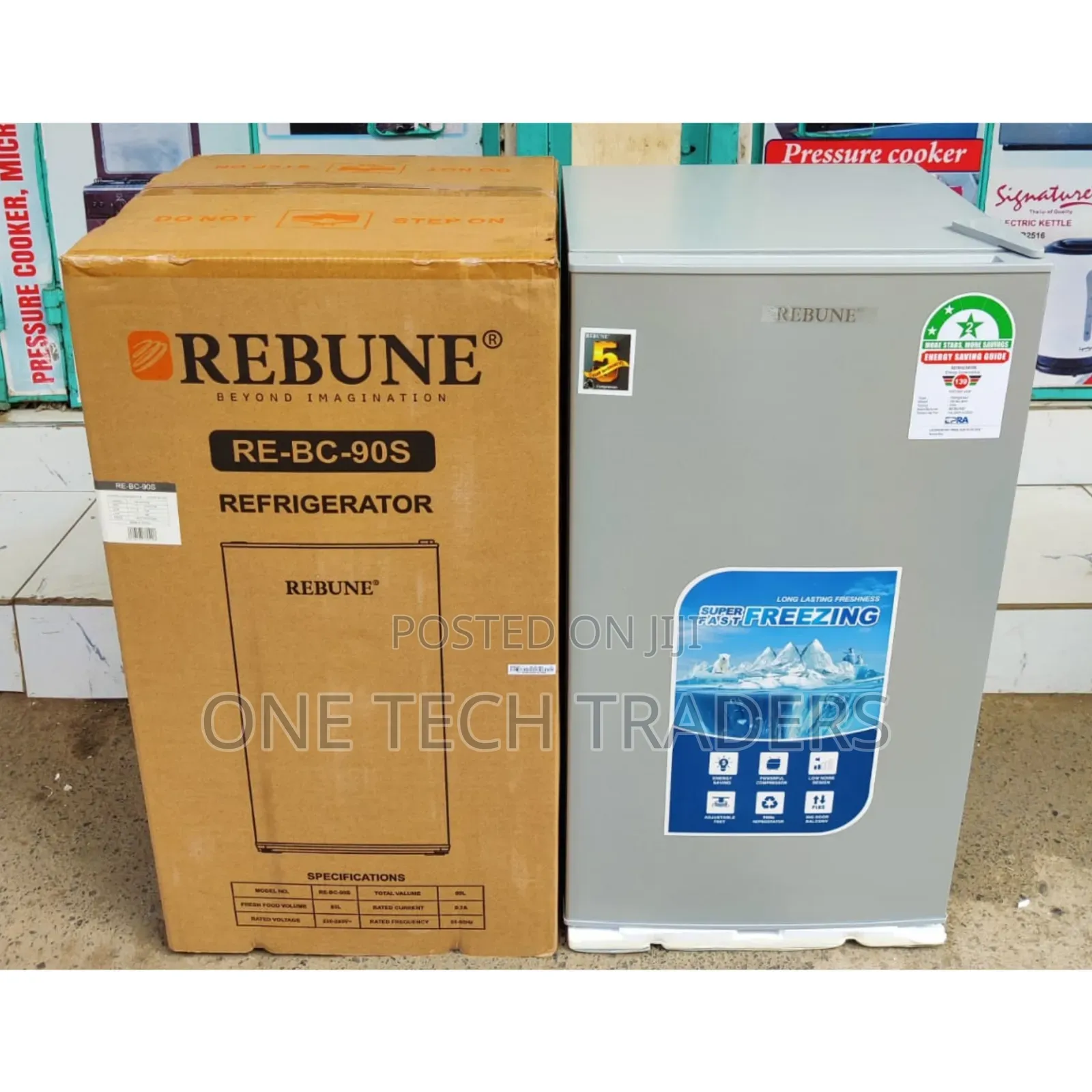 Rebune 90L Fridge Single Door- Silver