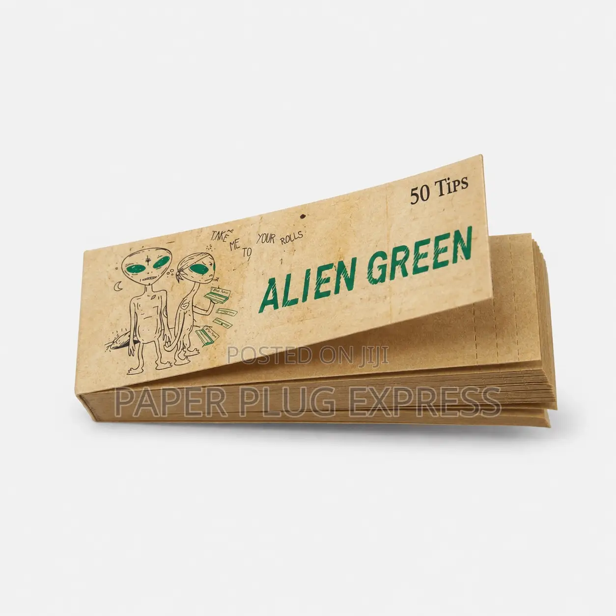 Alien Green Natural Brown Perforated Rolling Filter Tips – 50 Tips