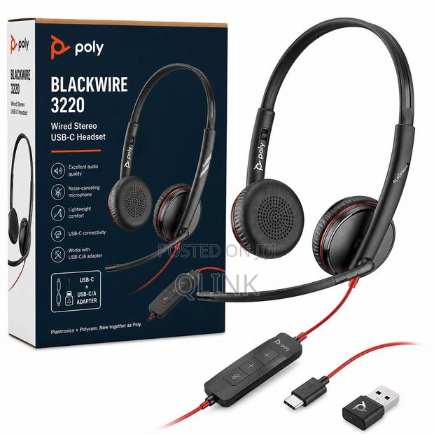 Poly Blackwire 3220 Wired Stereo USB-C Headset Mics +USB-C/A - main view