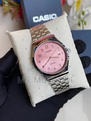 Casio MTP-B145D-4AV Pink Dial Stainless Steel Analog Watch.