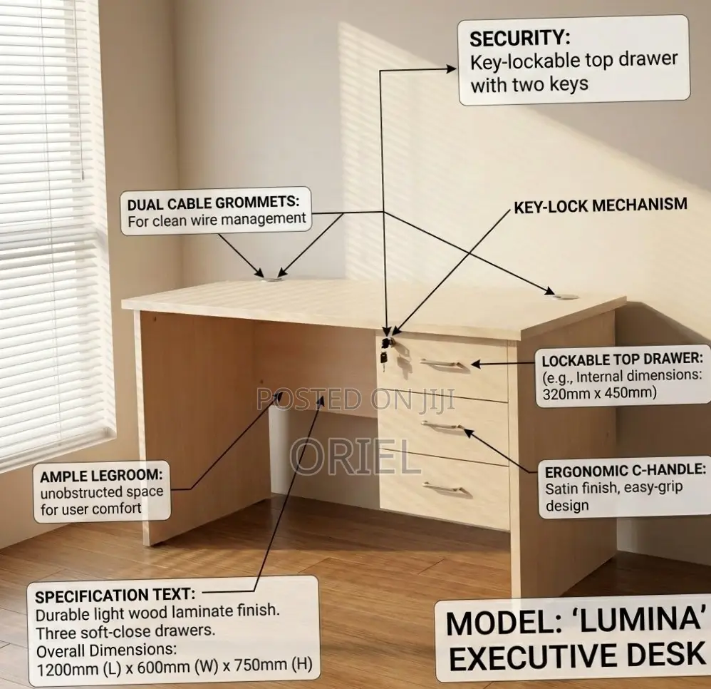 Office Table 140CM Home Study Table With Drawers