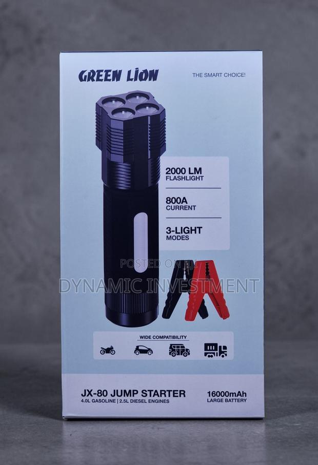 Green Lion 12V Jump Starter–4L PETROL, 2.5L Diesel Engines16000mAh
