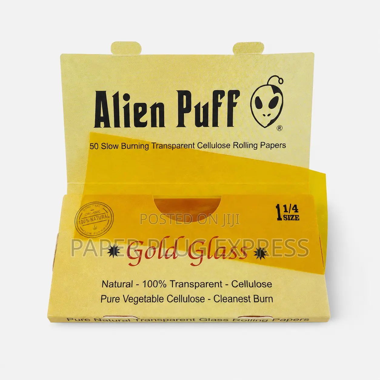 Alien Puff Gold Glass 11⁄4 Transparent Rolling Papers – 50 Leaves